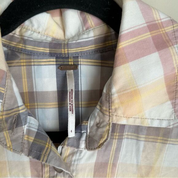 Free People size 4 white pink/yellow/purple flannel button down dress - Picture 4 of 10